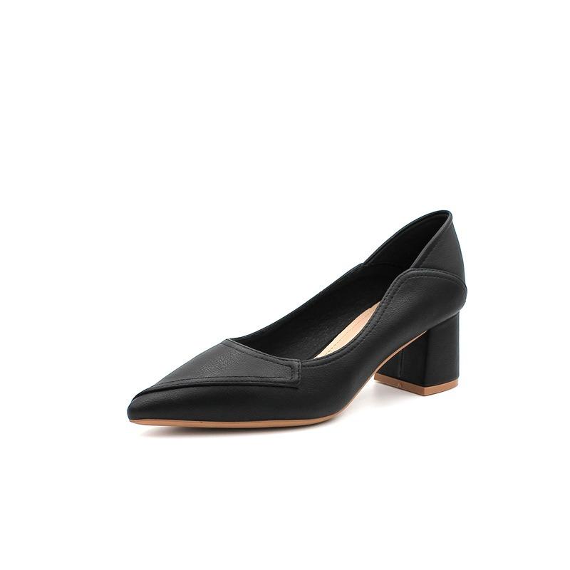 55-Pointed thick heel shallow mouth women's single shoes professional work shoes daily comfort high heels women's comfortable commuting