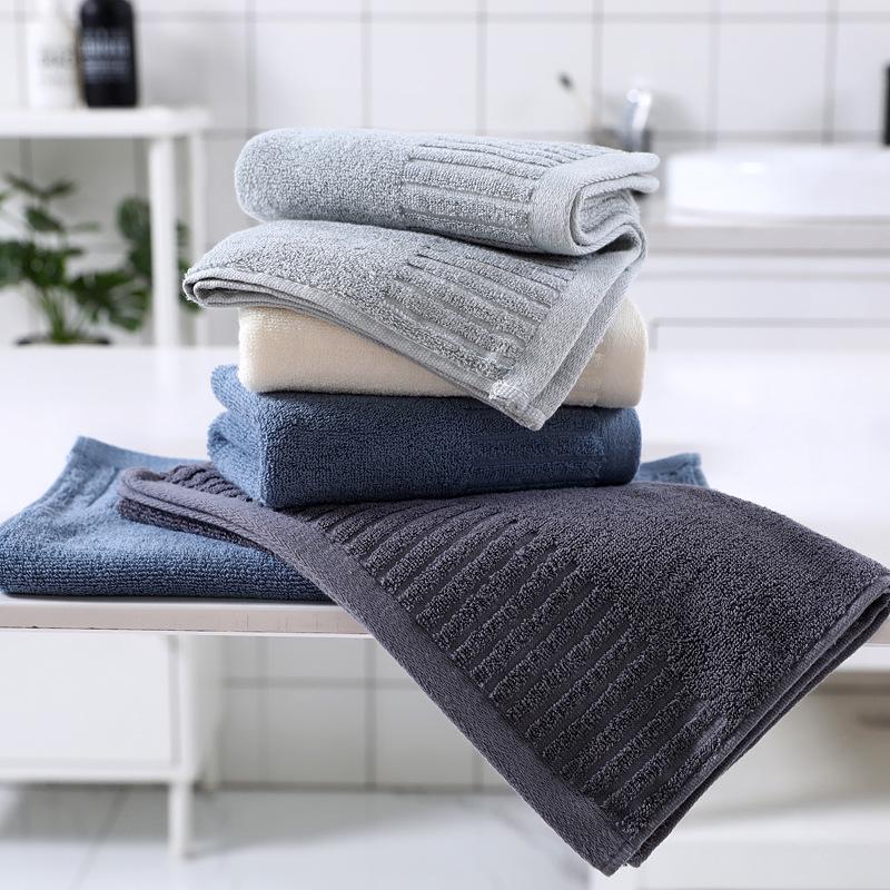 Vertical Stripe Soft Cotton Face Wash Towel - Solid Color for Employee Gifts