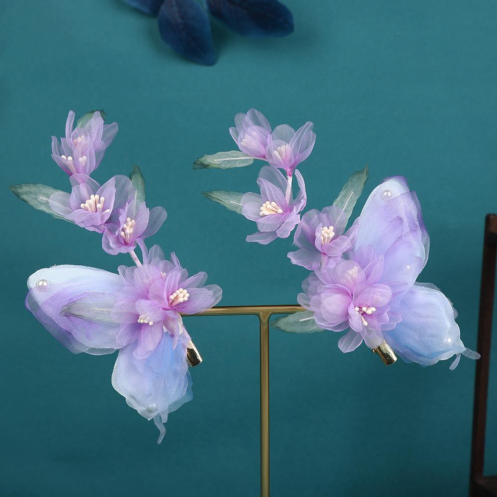 Flower Hair Clips Forks Chinese Hanfu Hair Accessories for Women Hairpin Fork Handmade Vintage Wedding Hair Jewelry Retro Crowns for Girl and Women