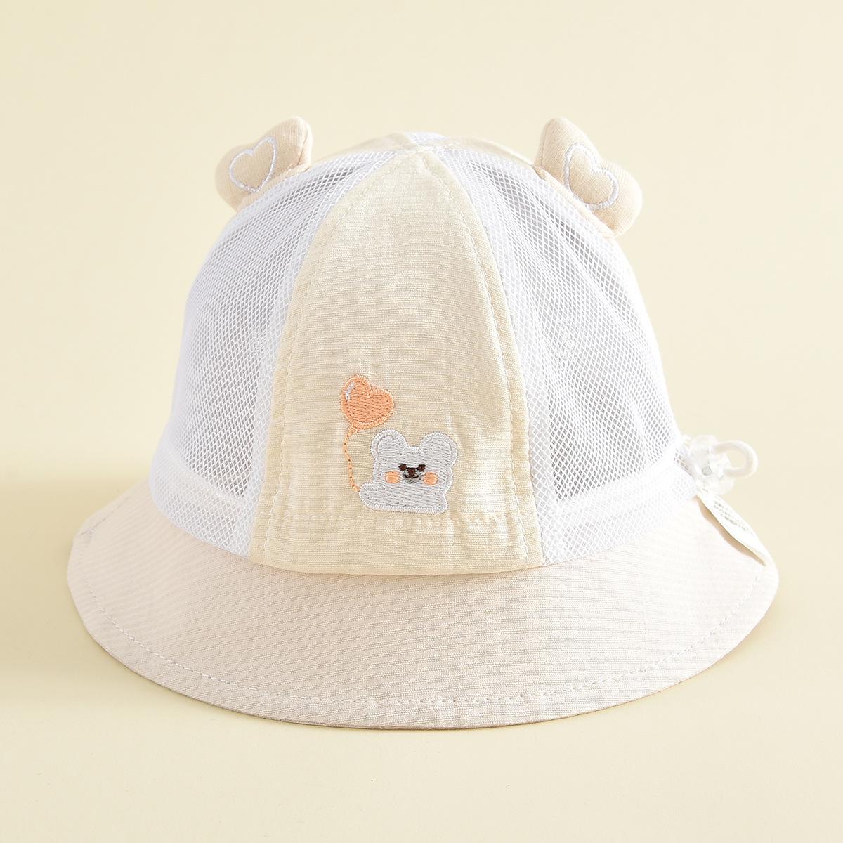 Adorable Bear Mesh Bucket Hat - Windproof & Sun Protective for Outdoor Play 42-44 cm Hat
