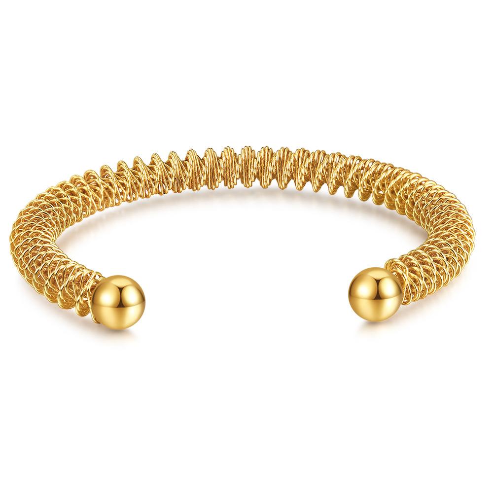 

Новый винтажный весенний простой открытый браслет из нержавеющей стали, все индивидуальность браслет золотой