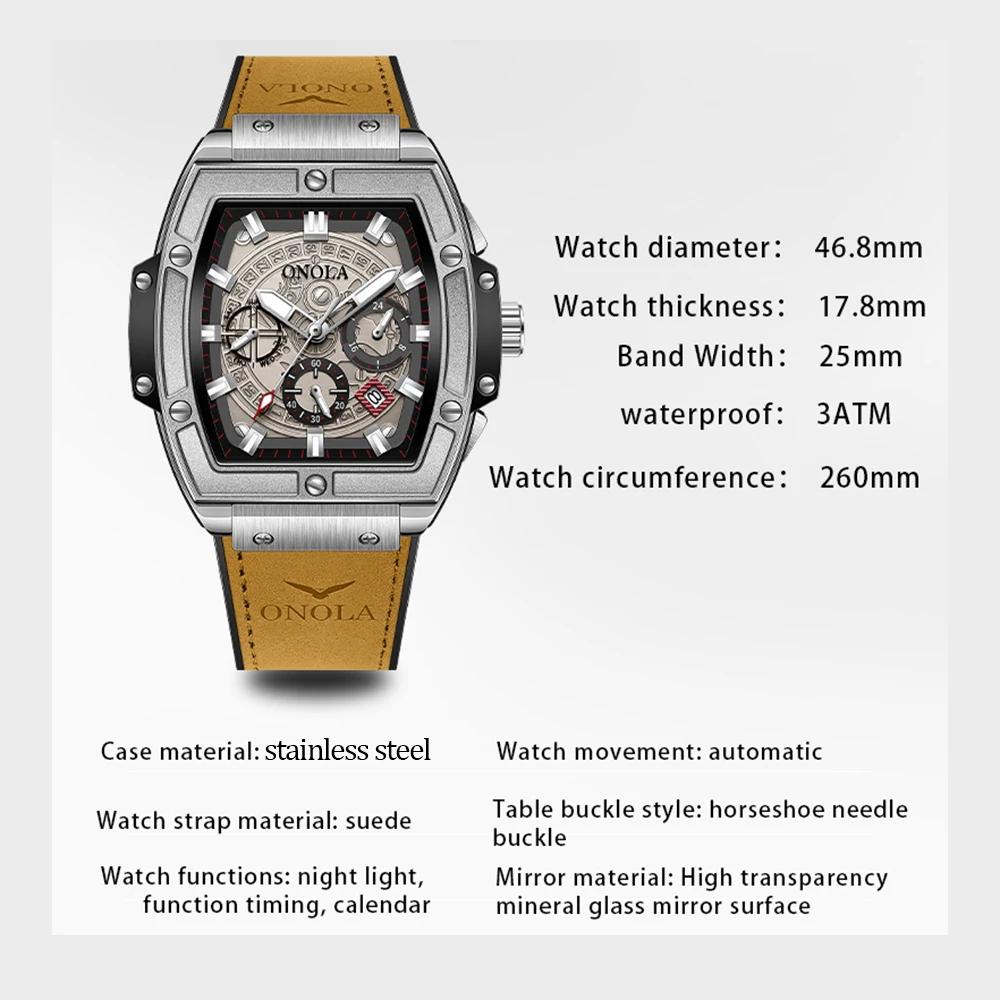 New Watch for Men Fashion Business Wristwatch Automatic Casual Luxury Waterproof Leather Strap Mechanic Watches