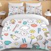 Cute Cartoon Teeth Print Bedding Set Duvet Cover 1 Duvet Cover 2 Pillowcases Adult And Children Bedding Set Luxury Bed Cover Set