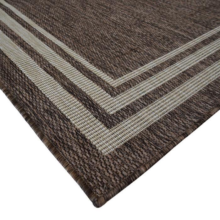 Tapis salon aspect jute motif cadre beige 195x275
