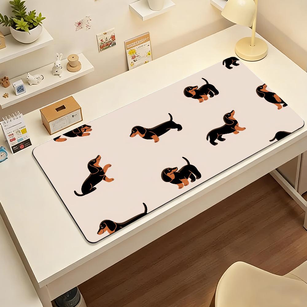 Gaming Mouse Pad Large Desk Mat Antislip Stitched Edges Stylish Dog Print Design Extended Keyboard Mat for Gamer Office