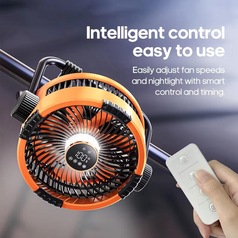 Multifunctional Outdoor Camping Fan Lighting Rechargeable Ceiling Fan with 3-speed Night Lights and Large Capacity Portable Fan