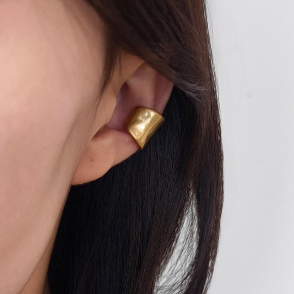 1 Stück Einfache Metall Unregelmäßige Ohrklemmen für Damen Persönlichkeit Goldfarbe Doppellagige Linie Ohrklemme Nicht durchbohrte Schmuckstücke