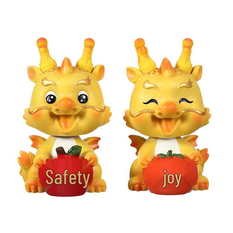 New Year Dragon Shaking Head Figurine - Cute Cartoon Dragon Desktop Decor