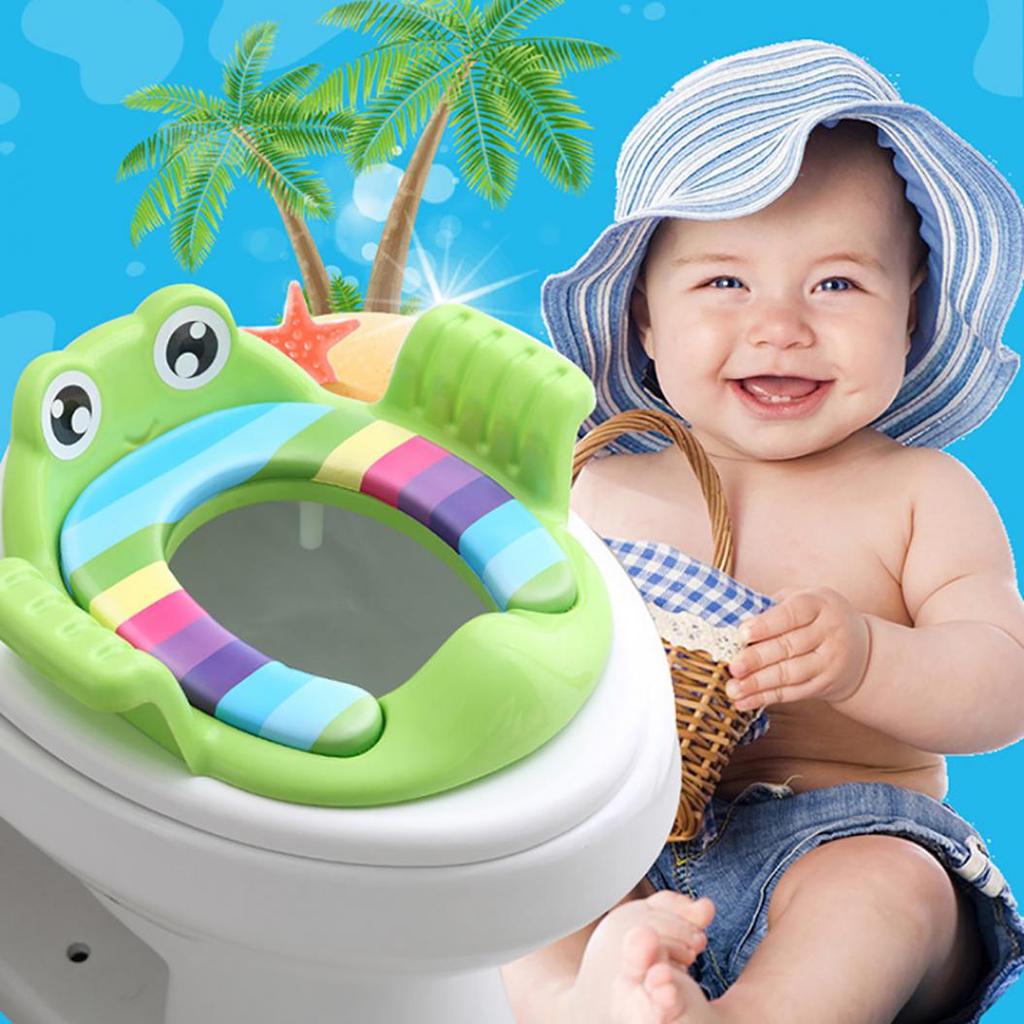 Frog Shape Baby Unisex Soft Padded Round Potty Training Toilet Seat with Handles