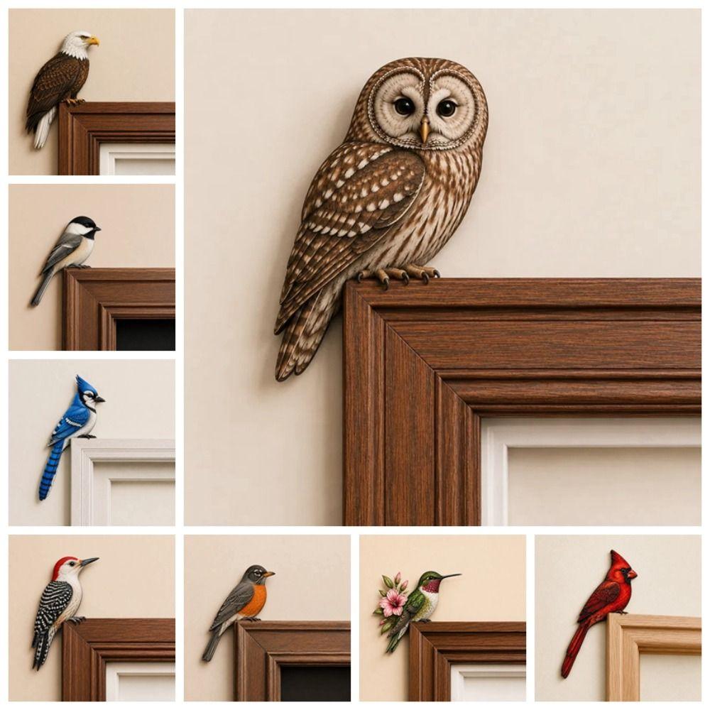 Modern Door Corner Pendant Wooden Animal Door Sign Gate Top Decoration Owl Door Frame Gift