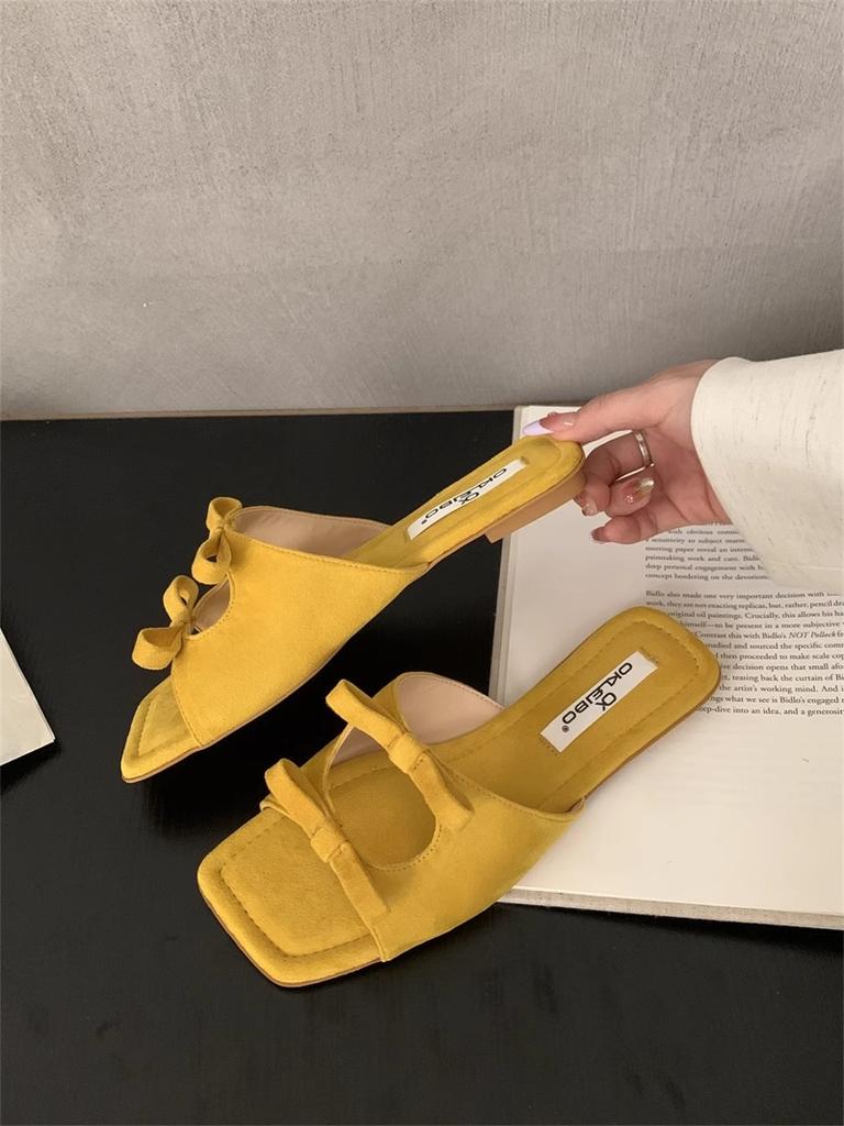 Fashion Women's sexy comfortabie flat Slippers Bowknot Fashionable versatile Shoes Summer New 2025 Elegant minimalist Sandalias