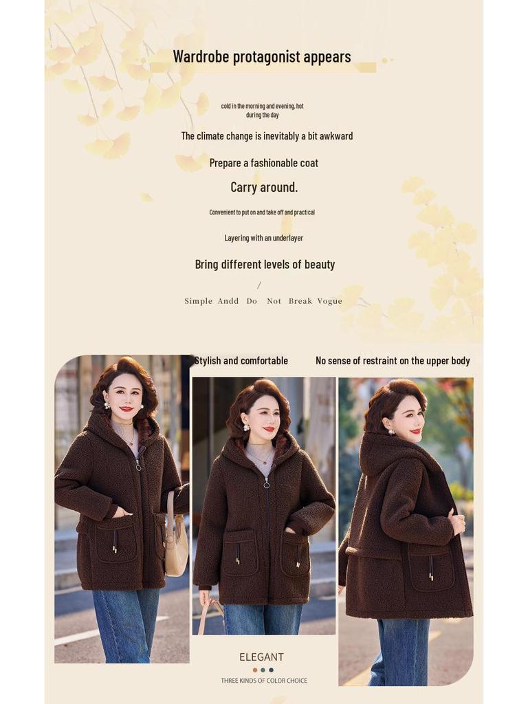 2025 Fashionable Sherpa Coat for Middle-aged & Elderly Women - Stylish, Cotton-Padded Jacket