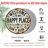 2D Flat Aluminum Welcome To My Happy Place" Round Metal Sign, Galentines Day Gifts, Durable, Easy To Hang Decor, Suitable for Bedrooms, Kitchens