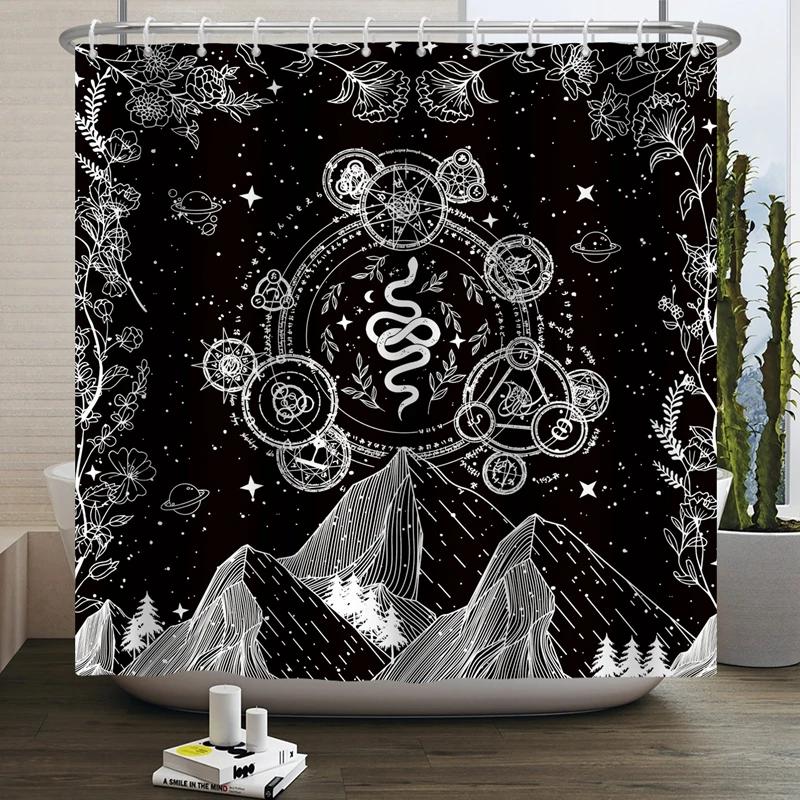 Floral Skull Shower Curtain Mushroom Gothic Halloween Bathroom Decor Curtain Skeleton Butterfly Vintage Artwork Bathtub Curtain