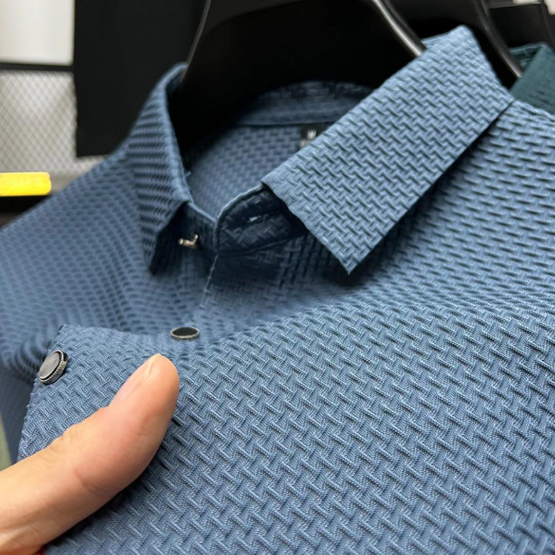 Eisseide Atmungsaktives Poloshirt Sommer Herren Kurzarm T-Shirt Kühl Business Casual Schweißabsorbierend Dünne Sektion Weiche Oberteile 4XL
