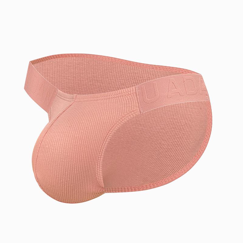 

ADANNU Douyin Hot Style Men s Ribbed Cotton Low Waist Briefs with Embossed Pattern and High Cut Design L розовый