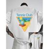 European Size Tennis Club Double-Sided Print Pattern Men's Fashion Trend T-Shirt, Suitable for Home Daily Casual Wear and Outdoor Fitness Sports