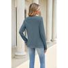 Women Solid Color Crew Neck Lace Patchwork Loose Long Sleeve Casual T Shirt
