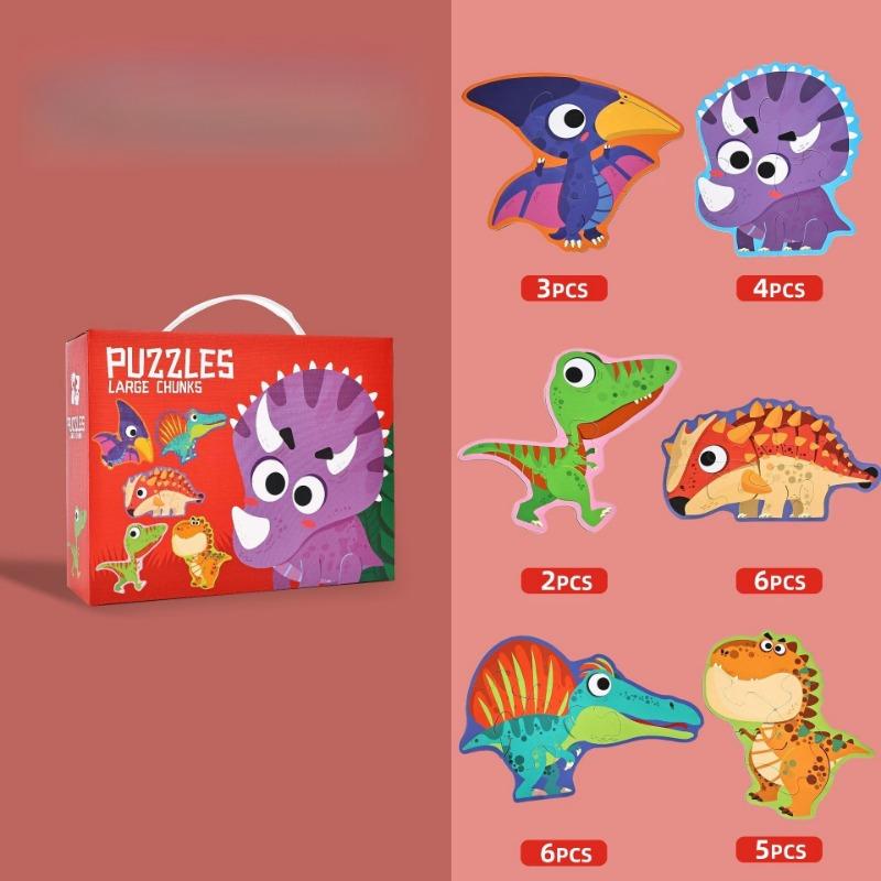 1PACK Children's 6-in-1 Portable Large Piece Puzzle Baby 3 to 6 Years Old Gift Box Early Education Educational Toys