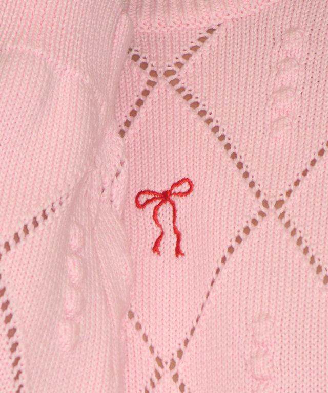 RONRON Diamond Pattern Long Sleeve Knit Soft Pink