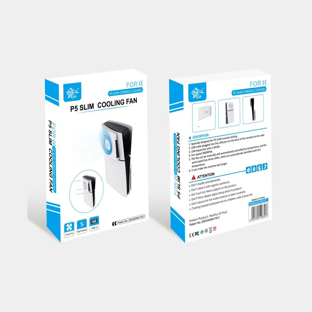 Für PS5 Slim Konsole Lüfter Seitenmontierter Lüfter Seiten-Temperaturregelung Lüfter Frontabdeckung für Playstation 5 Slim