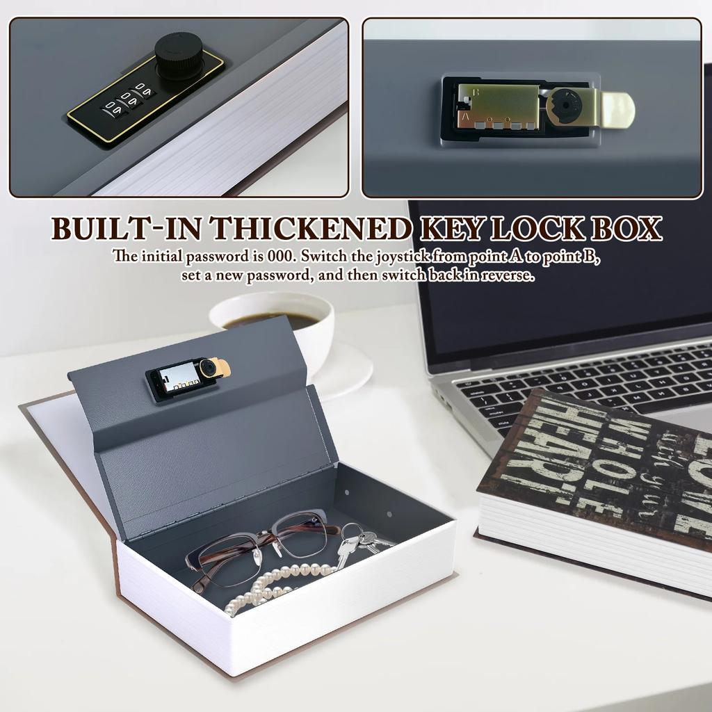 Diversion Book Safe Storage Box, Dictionary Secret Safe Can with Security Combination Lock, Diversion Book Hidden Safe