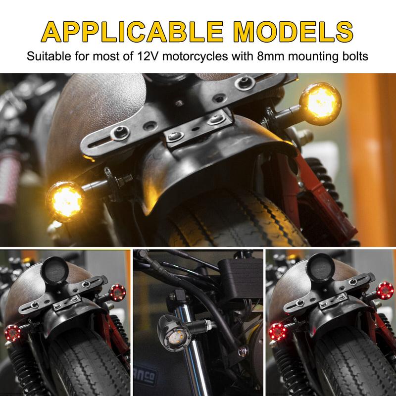 2pcs/4pcs Motorcycle LED Brake Light Amber and Red Turn Signal Tail Light Indicator Warning Signal Bulbs Lamps Motor Accessories
