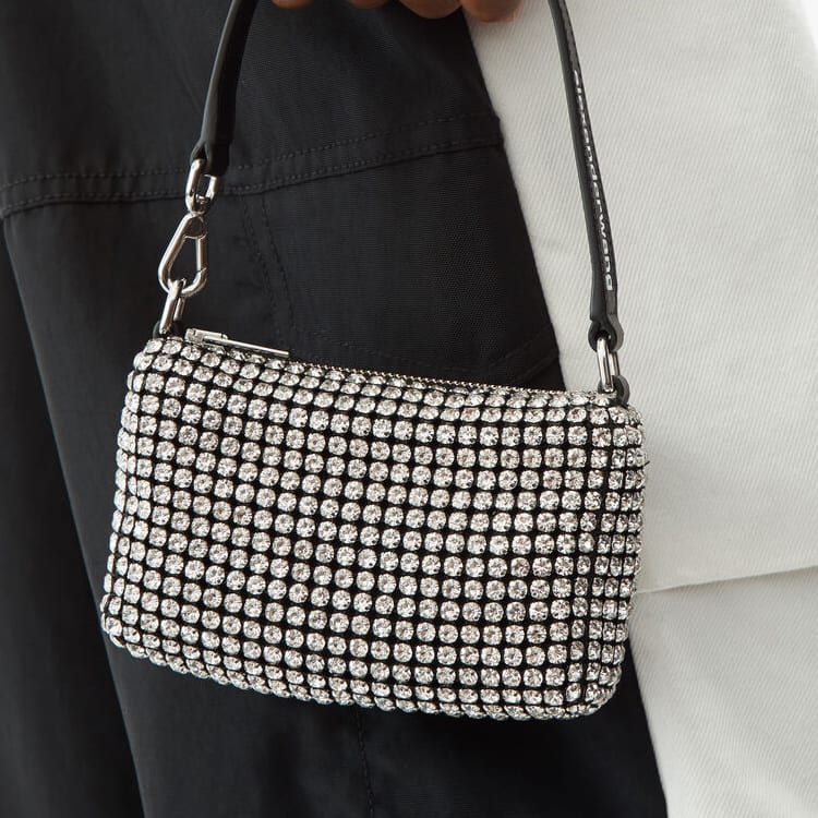 Alexander Wang Rhinestone Clutch Underarm One Shoulder Handbag Mini Women's White Zircon 20C220P265