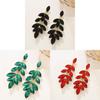 Geometric Alloy Drop Earrings With Leaf Design For Wedding And Bridal Celebrations