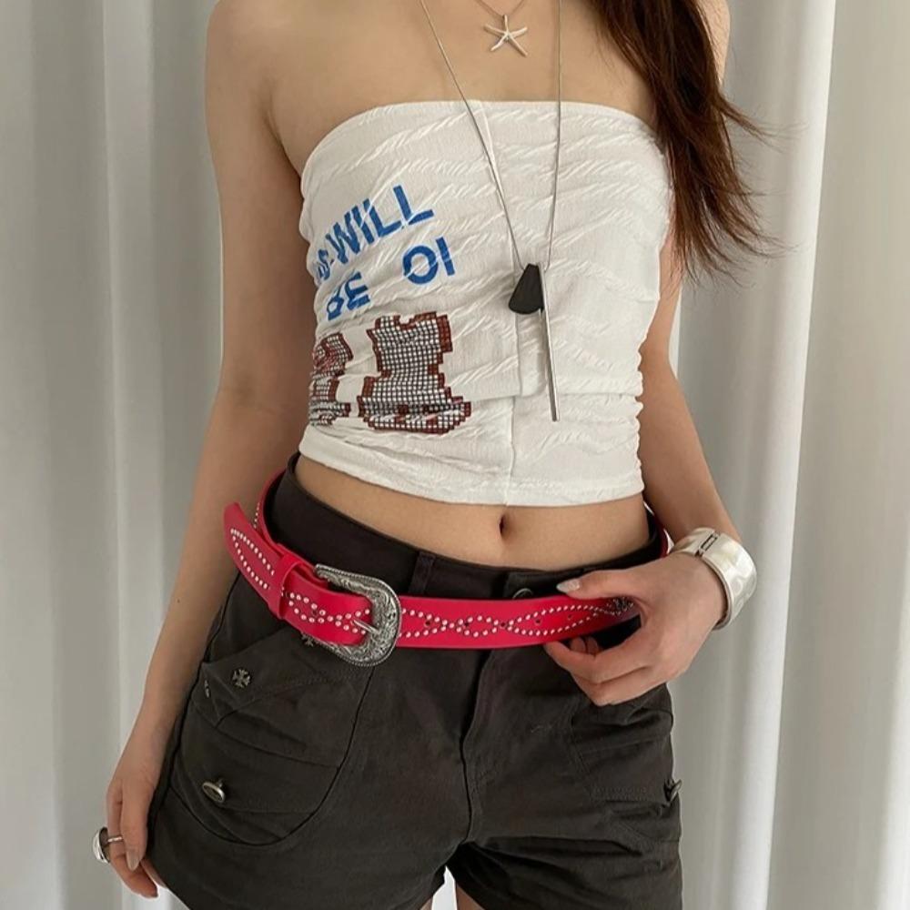 Ethnic Style Rivet Waist Belt PU Leather Dress Jeans Belt Fashion Women's Belt  Ladies