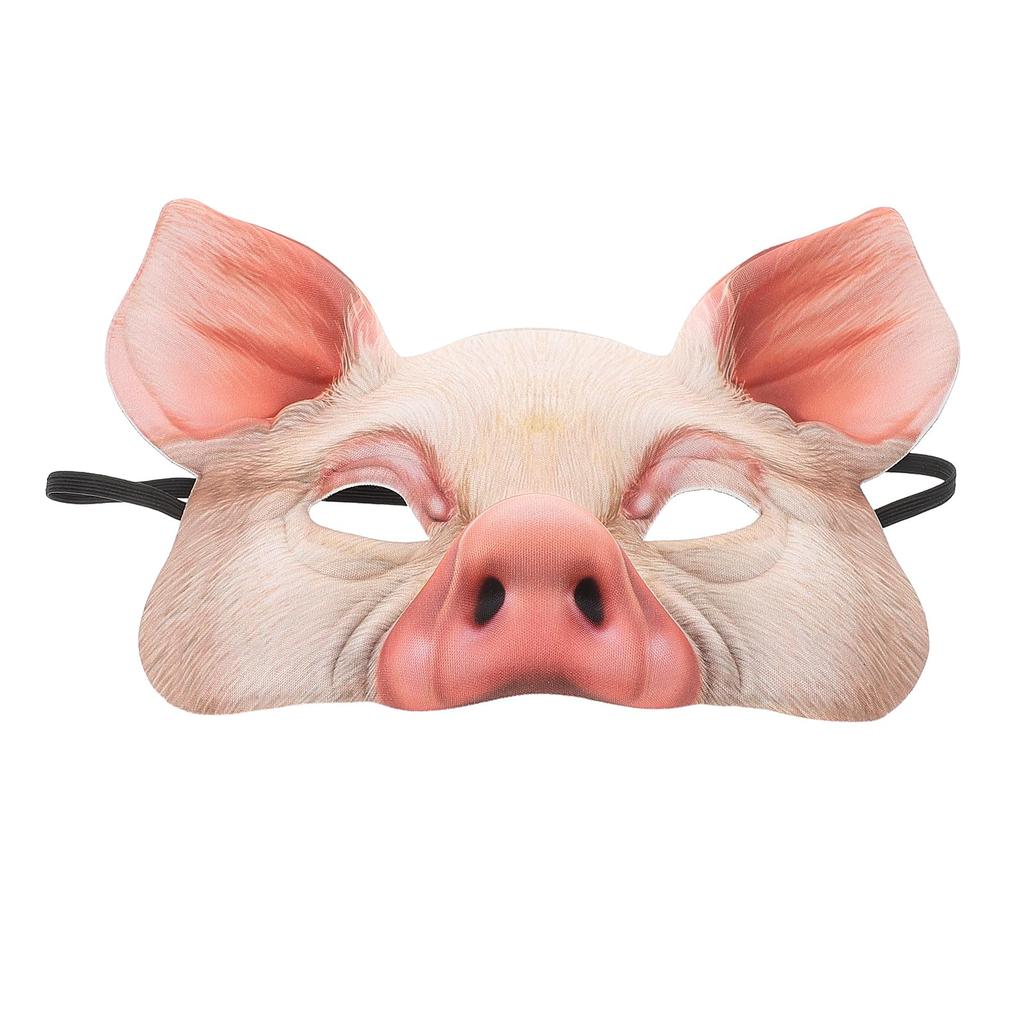 POPETPOP Animal Half Mask, Pig Half Mask, Halloween EVA Half Face Animal Masquerade Mask, Cosplay, Haunted House, Costume Parties, Festivals, Pink