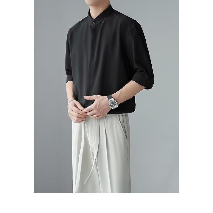 Kurzärmeliges Hemd für Männer im Sommer, trendiges Jugendhemd im neuen koreanischen Stil, japanische Hemdjacke mit lockerer Passform im Hongkong-Stil mit Übergröße