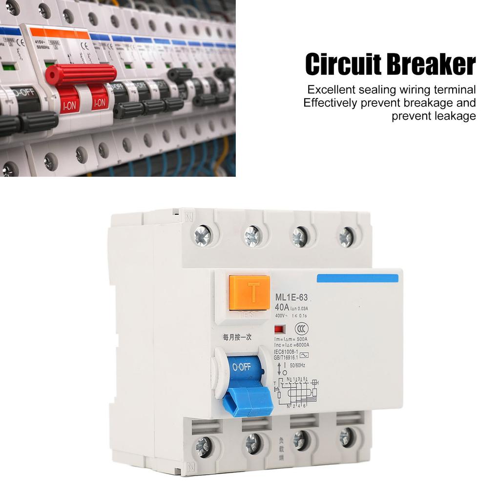 Current Circuit Breaker 3P+N 40A Flame Retardant Heat Resistant Humanized Miniature Leakage