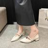 Fashion 2025 New Spring New Coarse Heel Shoes Women's Fashion Pointed Head Shallow Mouth Beaded Waterproof Non-slip Low-top Shoes