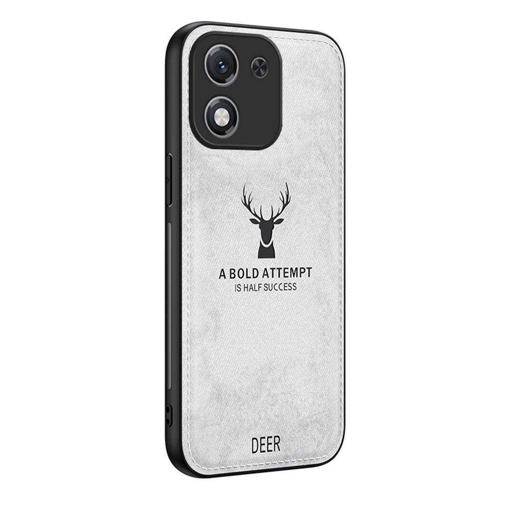 

For Honor X70i Case Deer Pattern Cloth Texture PU+PC+TPU Phone Cover Grey
