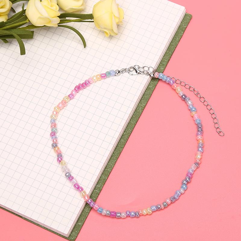 Collana Girocollo Donna In Oro Con Perline – Boho Chic, Acciaio Al Titanio, Regolabile (Rosa/Oro)