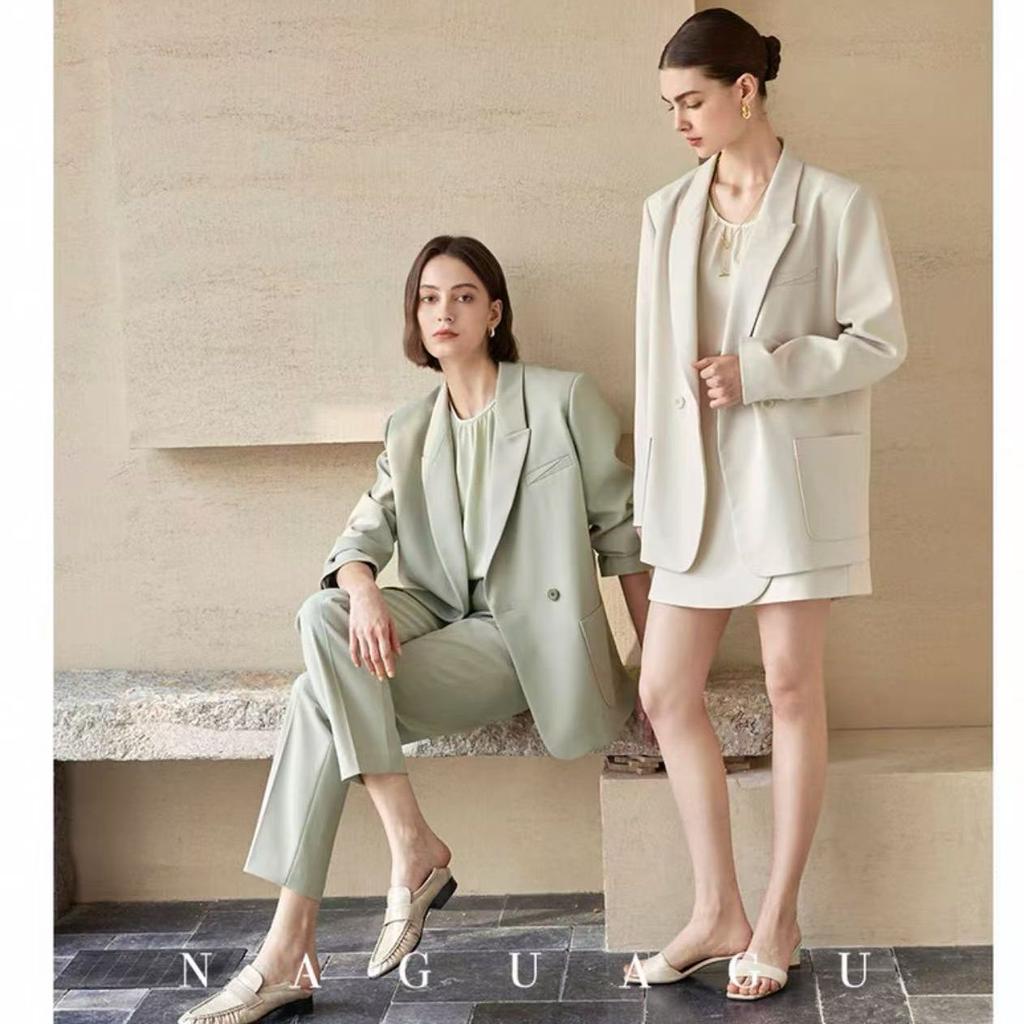 Spring Autumn Fashion Loose Korean Style Blazer Elegant Plus Size Suit Jacket Casual Petite Women