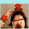 Cute Plush Flower Headband For Women Handmade Winter Wristband Set New Year Red Flower Hairband