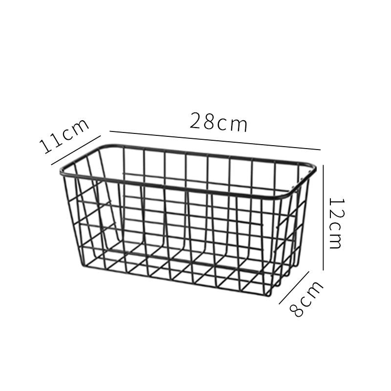 Wrought iron storage basket, wall-mounted bathroom, kitchen storage basket rack, no punching hanging basket