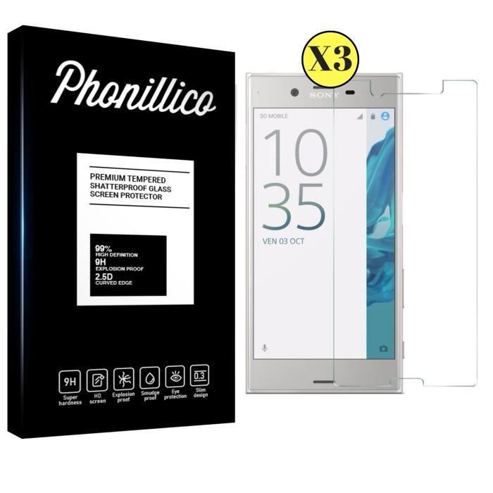 Screen Protector Glass Film - Phonillico® - Sony Xperia XZ1 - Pack of 3 - Tempered Glass - Scratch Resistant
