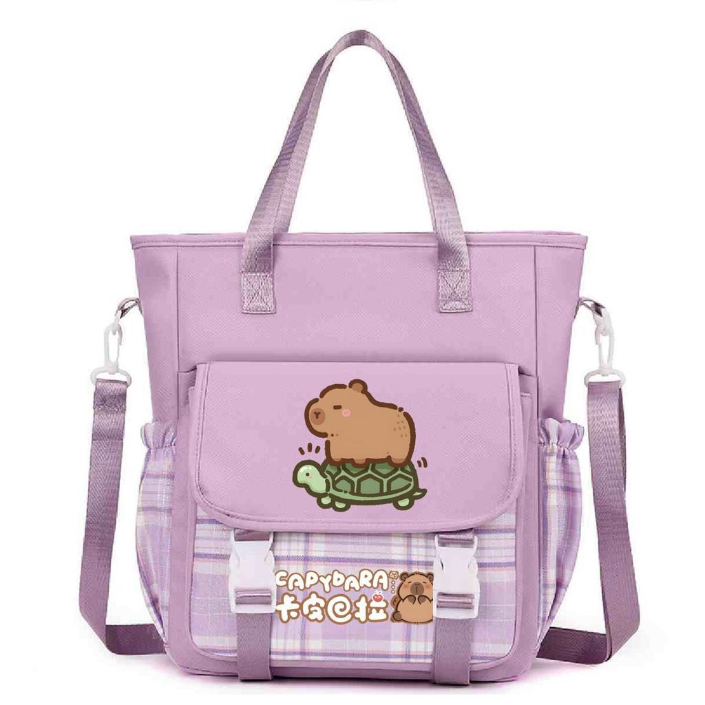 Crossbody bag, primary school, junior high school schoolbag, male and female students tutoring bag, cute kapibara large-capacity shoulder bag.