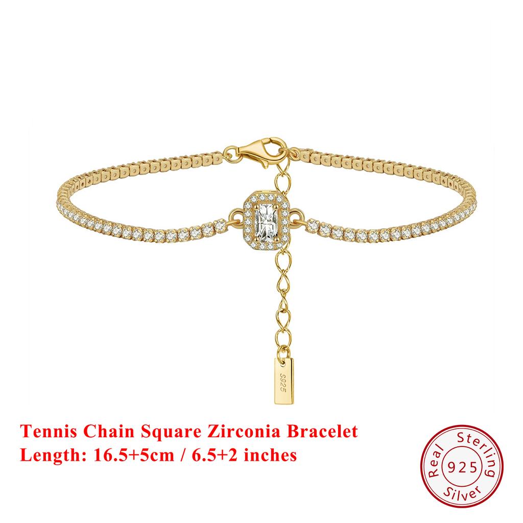 EFFIE QUEEN S925 Pure Silver Roman Geometric Zircon Tennis Bracelet Elegant Design Charm CZ Bracelet Fashion Women Gift SB142