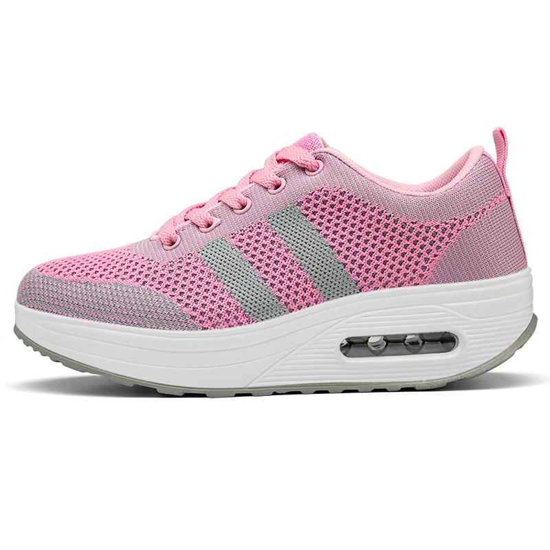 Sneakers Women Walking Shoes Air Cushion Comfortable Breathable Outdoor Casual Shoes Thick Bottom Increasing Height Lace-up