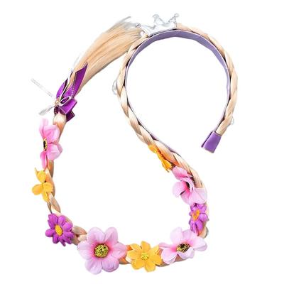 YINKE Kids' Rapunzel Headband Wig, Hair Ornament, Princess Toy, Birthday Prop, Princess Dress-Up Accessory, Blonde, Cute, Dancing (Purple)