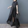 Short Sleeve Plus Size Black Vintage New In Dresses for Women Casual Loose Long Summer Shirt Dress