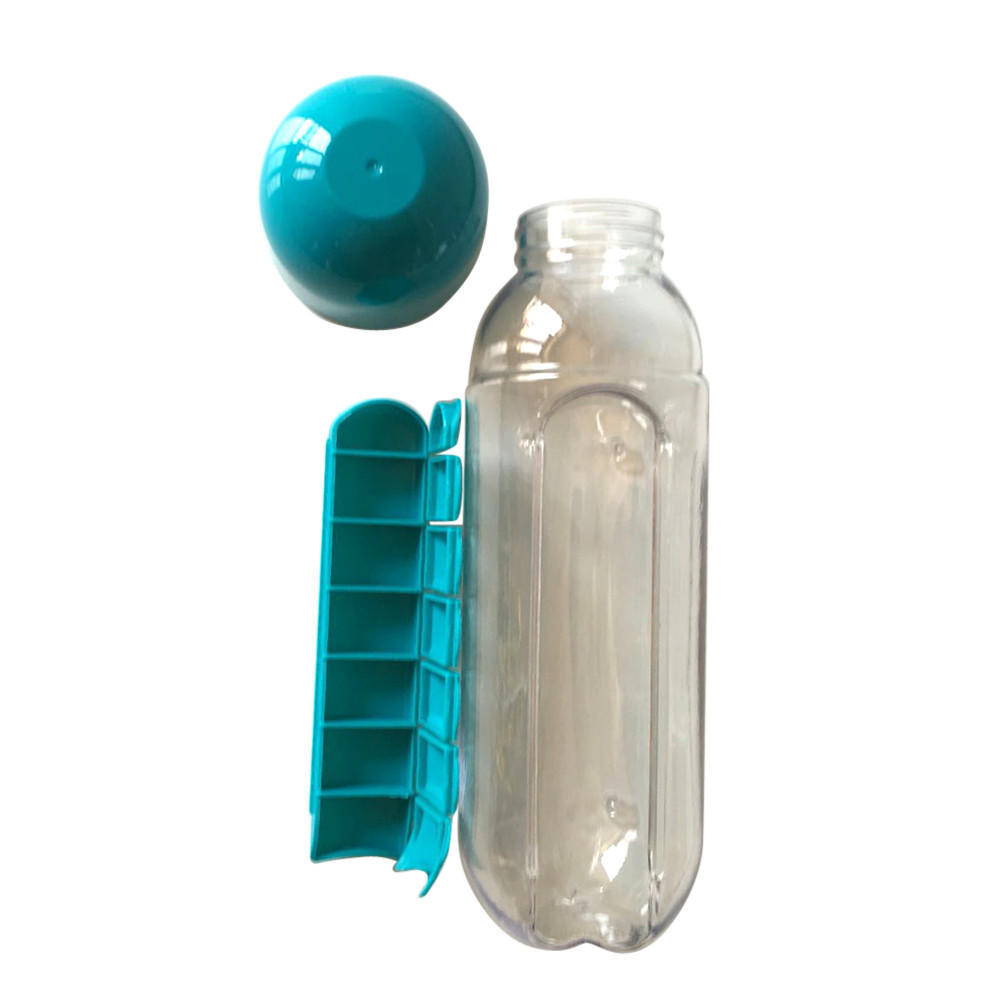 600ml Sport Water Bottle With Built-in Daily 7 Daily  Box Organizer