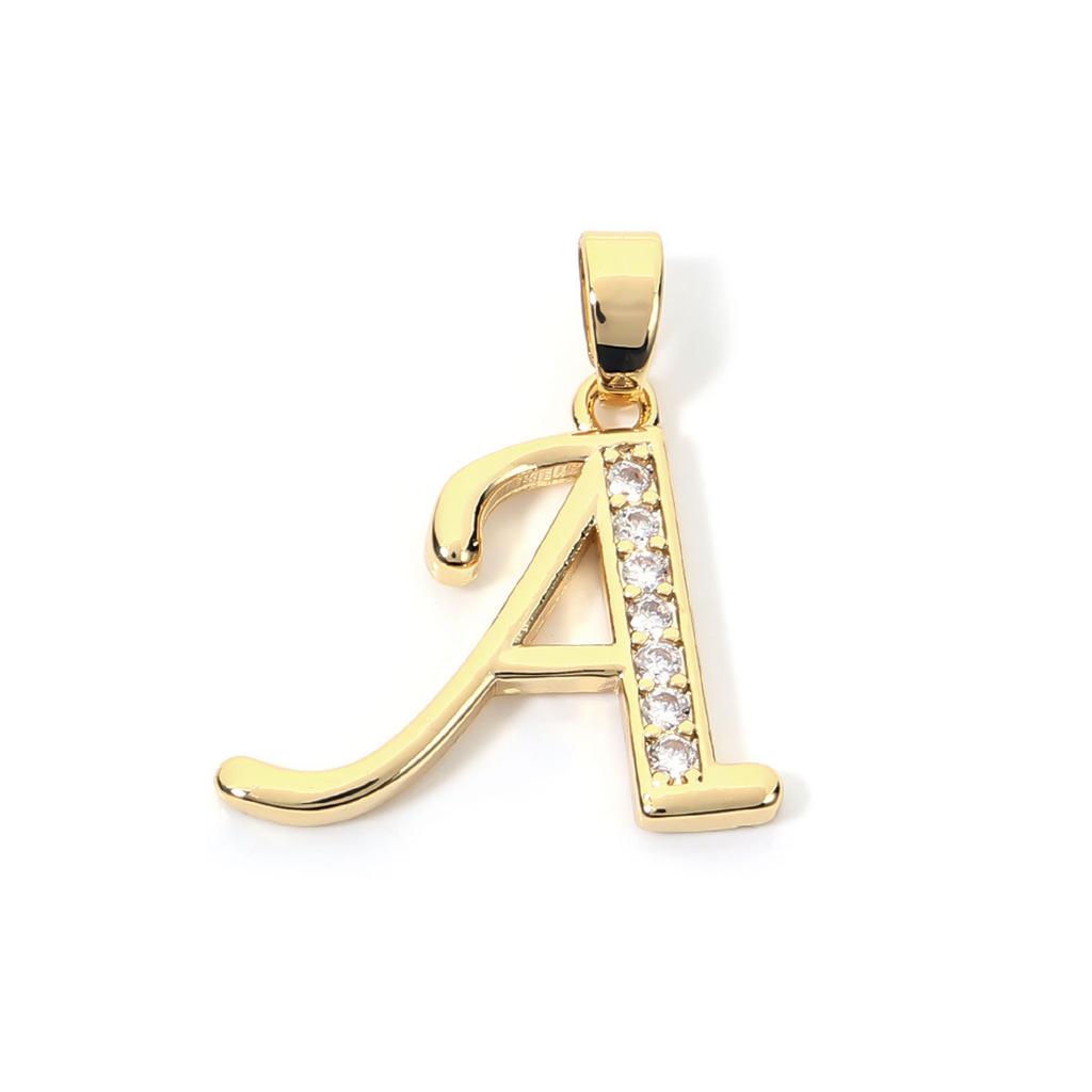 Fashion Gold Plated Letter Charms Alphabet A-Z Zircon Metal Letter Pendants For Jewelry Making DIY Bracelet Necklace Accessories