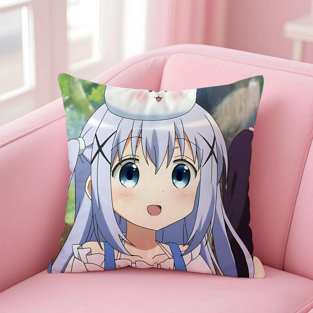 Anime Chino Kafu Cushion Cover Eco-Friendly Odorless Healthy Pillowcase Soft & Comfortable Kid-Safe No Filling