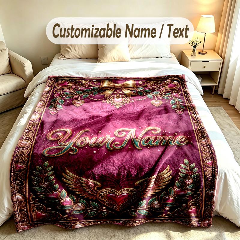 Decorative Artwork Theme Custom Blanket Personalized Name & Text Customized Soft Warm Throw Blanket Home Decor