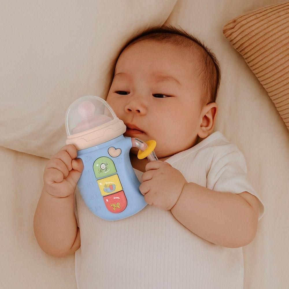 Soft Teether Baby Musical Feeding Bottle Lights and Music Educational Toy  18+ Months
